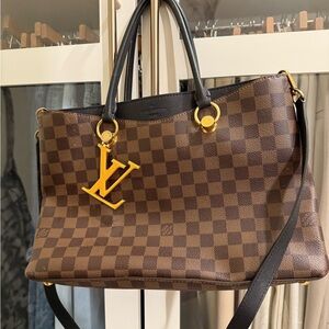 Louis Vuitton Brown Checkered Tote with Black Handles